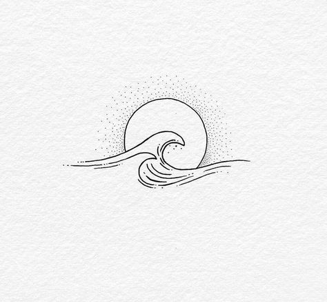 Minimalist Tattoo Meaning, Wanderlust Tattoo, Sea Tattoo, Ocean Tattoos, Black And White Illustrations, Tattoos Geometric, Small Meaningful Tattoos, Waves Tattoo, Tattoo Trends