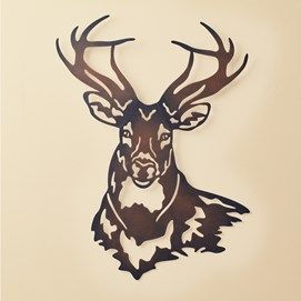 Woodland Décor for a Log Cabin Theme | Collections Etc. Deer Wall Art, Wildlife Decor, Deer Wall, Wood Burning Patterns, Rustic Cabin Decor, Metal Wall Sculpture, Scroll Saw Patterns, Deer Head, Wall Sculpture Art