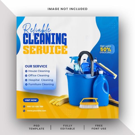 Clean Office, How To Clean Furniture, Banner Template, Cleaning Service, Clean House, Presentation, Social Media, Instagram Post, Media