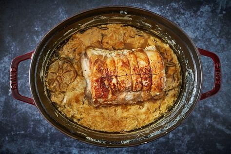 Pork loin braised in milk – Maiale al latte Braised Pork Roast, Pork Loin Recipe, Fresh Herb Recipes, Pork Curry, Rosemary Recipes, Milk Dessert, Pork Loin Recipes, Great British Chefs, Italian Chef