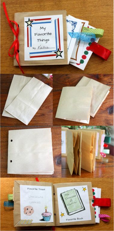 Paper Bag Photo Albums, Paper Book Crafts Diy Projects, Homemade Books For Kids, Paper Bag Books For Kids, Paper Bag Books How To Make, Diy Books For Kids, Paper Bag Template Free Printable, Diy Book For Kids, Paper Bag Journal