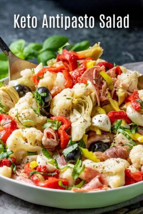 21 Best Side Dishes For Pizza: What to Serve on Pizza Night – The Kitchen Community Keto Cookout, Keto Pasta Salad, Keto Antipasto Salad, Keto Antipasto, Antipasto Recipe, Macros Meals, Italian Cauliflower, Antipasto Recipes, Italian Dinners