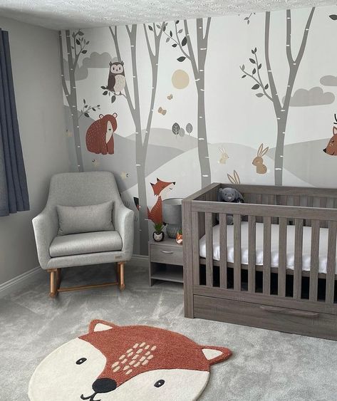 Woodland Theme Nursery Gender Neutral, Whimsical Nursery Neutral, Nursery Woodland Theme, Whimsical Woodland Nursery, Woodland Nursery Ideas, Gender Neutral Woodland Nursery, Forest Nursery Theme, Winter Nursery, Wildlife Nursery