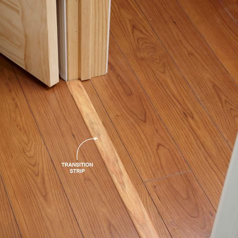 Use Transition Strips in Doorways Installing Vinyl Plank Flooring, Laminate Flooring Diy, Transition Strips, Transition Flooring, Installing Laminate Flooring, Hardwood Floor Colors, Modern Flooring, Wood Floors Wide Plank, Floor Trim