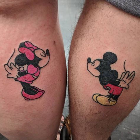 Minnie Mouse Tattoos, Matching Disney Tattoos, Disney Couple Tattoos, Mickey And Minnie Tattoos, Minnie Tattoo, Mickey Tattoo, Best Couple Tattoos, Tattoos Infinity, Disney Couple