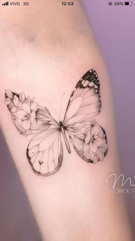 Zicxa Photos, Butterfly With Flowers, 40 Aesthetic, Tattoo Artist Tattoo, Bauch Tattoos, Small Butterfly Tattoo, Butterfly Tattoos For Women, Mommy Tattoos, Artist Tattoo