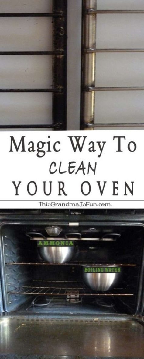 Oven Cleaning This Grandma Is Fun Pinterest graphic before and after oven racks cleaned open oven with bowls of ammonia and boiling water to be left overnight to clean Organization Ideas Bathroom, Organization Ideas Pantry, Easy House Cleaning, Office Organization Ideas, Cleaning Oven, Clean Baking Pans, Bathroom Organization Ideas, Pantry Organization Ideas, Cleaning Painted Walls