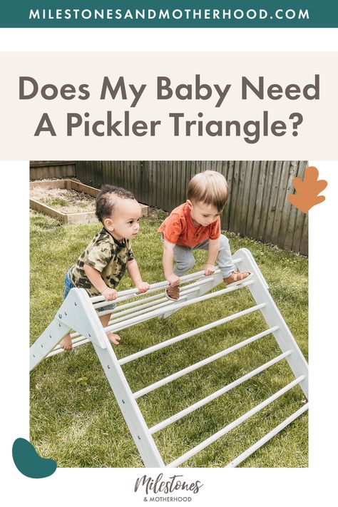 The pros and cons of pickler triangles and my thoughts as a pediatric physical therapist and mom of three! Triangle Games For Toddlers, Pickler Triangle Ideas, Baby Eating Schedule, Pickler Triangle, Pikler Triangle And Nugget, Pikler Triangle Playroom, Baby Food Schedule, 6 Month Baby Food, Development Milestones