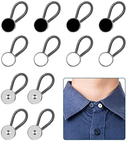 Amazon.com: 12pcs, Collar Extenders, Comfy & Premium Invisible Neck Extender, Adds 1 in Instantly, Button Extenders for Mens Dress Shirts Suits Trouser, Coat, Shirts (Black, White, Silver) Button Extender, Mens Dress Shirts, Sewing Elastic, Shirts Black, Mens Fashion Classy, Mens Dress, Sewing Notions, Trouser Suits, Sewing Stores