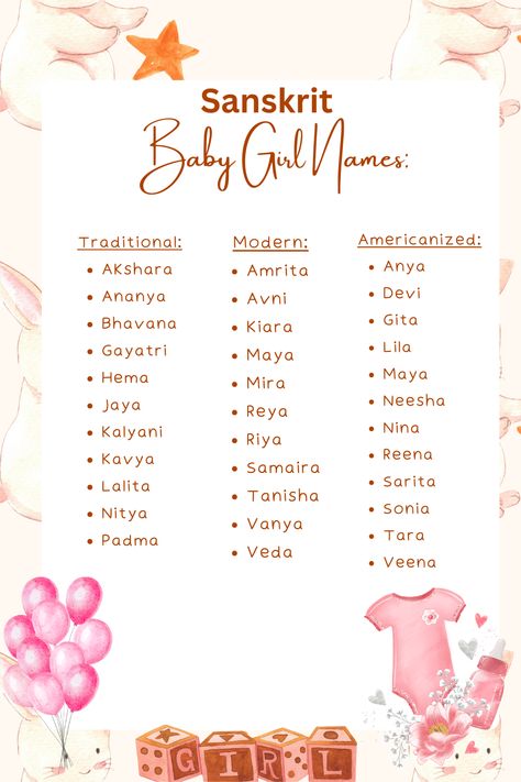 Sanskrit Baby Girl Names Unique, Sanskrit Names Baby Girl, Girls Names Unique Indian Hindu, Baby Girl Names Unique Indian, Hindu Baby Girl Names Unique, Sanskrit Names With Meaning, Hindu Girl Baby Names, Indian Girl Names, Indian Baby Girl Names