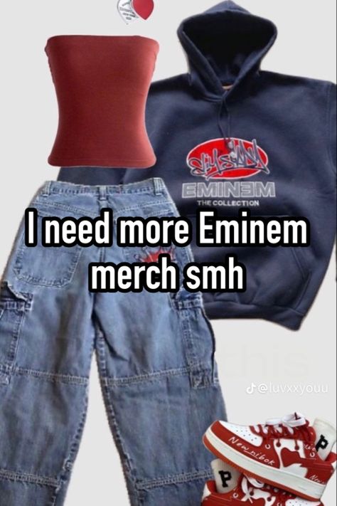 #eminem #eminemwhisper #marshallmathers #slimshady #whisper #whispergirlie Eminem Inspo Outfit, Eminem Outfits Ideas, How To Dress Like Eminem, Eminem Outfits Inspiration, Eminem Style Girl, Eminem Outfits Girl, Eminem Outfits, Slim Shady Lp, Eminem Clothes