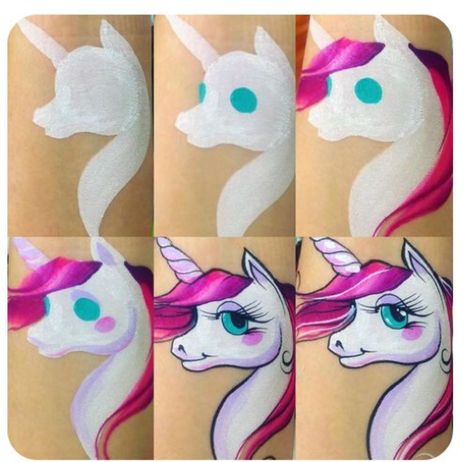 Face Painting Unicorn, Clown Face Paint, Face Painting Tips, Unicorn Paint, Christmas Face Painting, Girl Face Painting, 3d Chalk Art, Face Painting Tutorials, Face Painting Easy