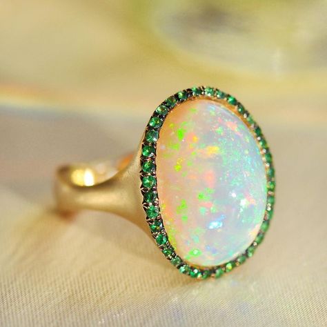 Ricardo Basta Fine Jewelry (@ricardobastajewelry) • Consider Tuesday tackled with a little help from this Opal and Tsavorite dream ring Tsavorite Jewelry, August 31, Dream Ring, Opal Rings, Gemstone Rings, Opal, Fine Jewelry, Silver Rings, Gemstones