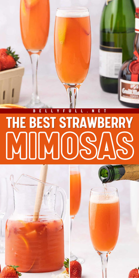 Toast to spring with this Easy Strawberry Mimosas recipe! Perfect for an afternoon mimosa brunch, this easy mimosa recipe is a must-try for your next gathering. Wondering how to make a mimosa? It’s simple and one of the best alcoholic spring drinks and easy spring cocktails! The Best Mimosa Recipe, Easy Mimosa Recipe, Strawberry Mimosa Recipe, Strawberry Mimosas, Easy Mimosa, Mimosas Recipe, Easy Spring Cocktails, Mimosa Drink, Strawberry Mimosa