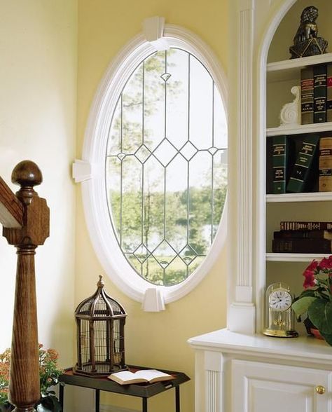 oval windows Oval Windows, Specialty Windows, Windows Interior, Small Bathroom Window, Zen Home Decor, Lake House Kitchen, Oval Window, Faux Window, Interior Windows