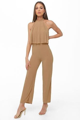 Pleated Halter Jumpsuit Beige Jumpsuit, Halter Jumpsuit, Wide Leg Jumpsuit, Pop Fashion, The Fashion, Circuit, Two Piece Pant Set, Dress Shop, Forever 21