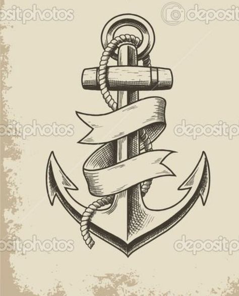 classic anchor tattoo Navy Anchor Tattoos, Marine Tattoos, Traditional Anchor Tattoo, Anker Tattoo Design, Anchor Drawings, Small Anchor Tattoos, Navy Tattoos, Rip Tattoo, Anchor Tattoo Design