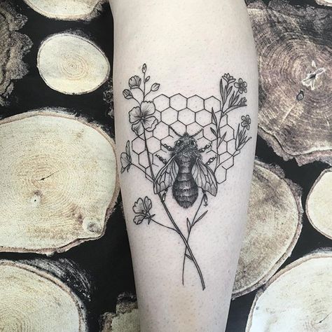 Honey Bee And Flower Tattoo, Bee Tattoo Meaning, Bee And Flower Tattoo, Bee Tattoo Ideas, Small Bee Tattoo, Honey And Bee, Side Hip Tattoos, Bee Tattoos, Honey Bee Tattoo