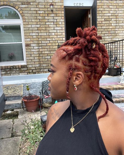 Ginger Tips Locs, Short Ginger Locs Black Women, Ginger Starter Locs, Copper Locs Black Women, Copper Locs, Locs Ginger, Ginger Locs, Black Locs, Locs Inspiration