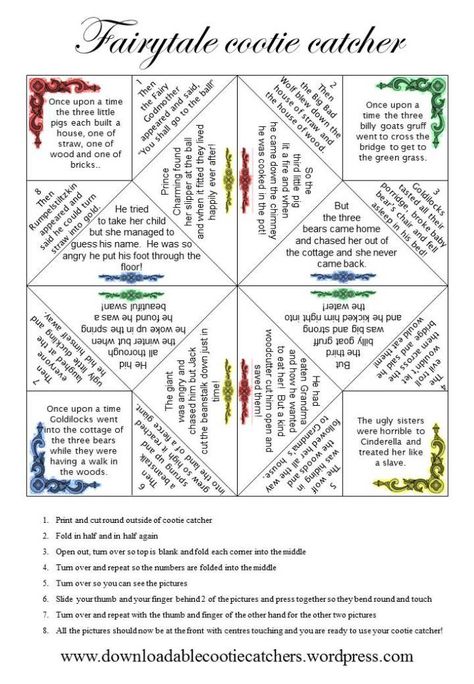 Christmas Popurri, Cootie Catcher Ideas, Flextangle Template, Fractured Fairytales, Passive Programming, Force Activities, Fortune Teller Paper, Fractured Fairy Tales, Literacy Specialist