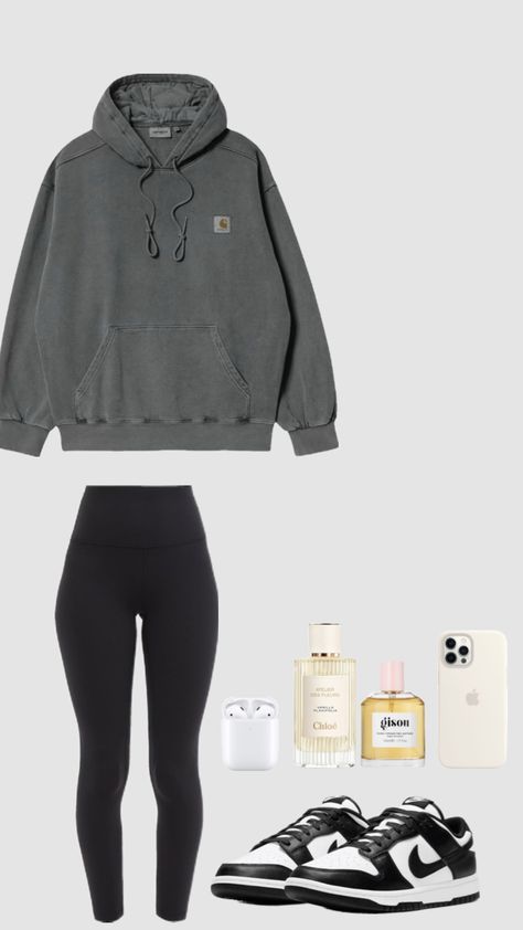 Outfit Ideas Black Leggings, Outfit Ideas For School Leggings, Winter Gym Outfit, School Leggings, Outfit Ideas For School, Outfit Ideas Black, Simple Outfits For School, Cute Outfits With Leggings, Cute Nike Outfits