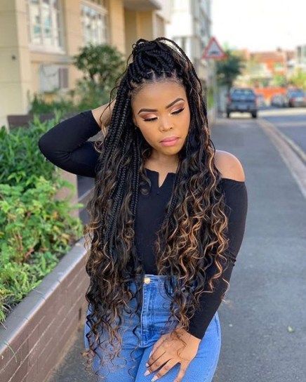 50 Box Braids Protective Styles on Natural Hair with Full Guide - Coils and Glory Black Hair Hairstyles, Box Braids Pictures, Braids Styling, Shaved Side, Black Curls, Braiding Styles, Hairstyles Pictures, Fesyen Rambut, Goddess Braids Hairstyles