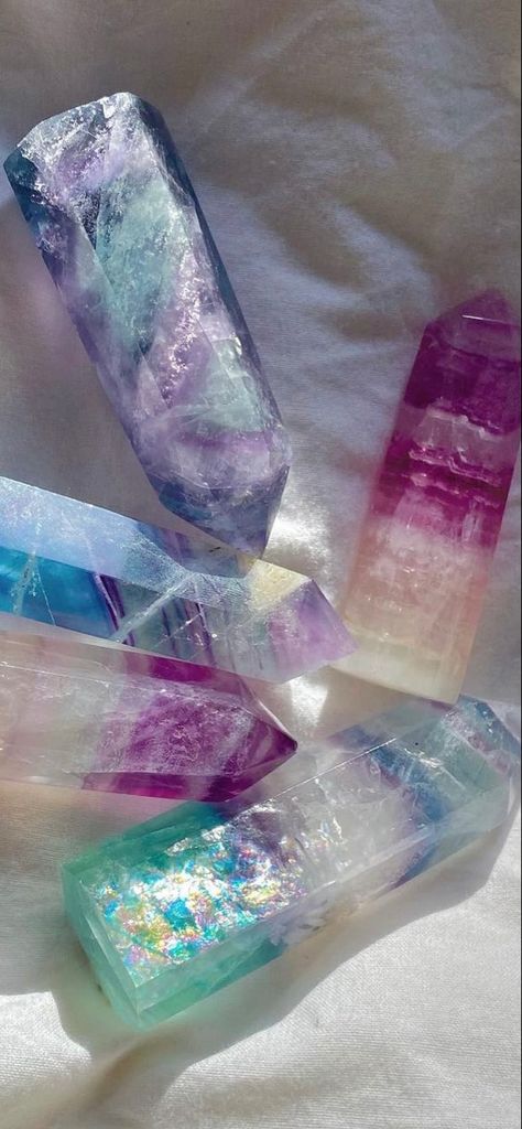 Fluorite Aesthetic, Tower Aesthetic, Beautiful Crystals, Rainbow Fluorite, Tower, Rainbow, Wallpapers, Gemstones, Crystals