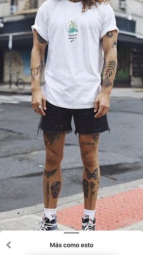 Boho Tattoos Men, Shin Patchwork Tattoo, Men Patchwork Tattoo Leg, Patchwork Tattoo Ideas Legs Men, Patchwork Knee Tattoo, Knee Tats Men, Mens Leg Patchwork Tattoos, Patchwork Tattoo Ideas Men Leg, Patchwork Tattoo Men Leg