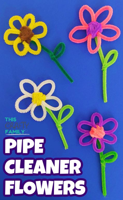 cute pipe cleaner flower craft idea for kids! This sweet summer flower craft is fun for older children and grown ups alike and they are great for display or as homemade gifts! Craft With Pipe Cleaners For Kids, Pipe Cleaner Crafts For Kids Flowers, Kids Crafts With Pipe Cleaners, Flower Out Of Pipe Cleaners, Kids Pipe Cleaner Crafts, Pipecleaner Flowers How To Make Easy, Pipe Cleaner Crafts For Toddlers, Crafts With Pipe Cleaners For Kids, Pipe Cleaner Flowers Step By Step Easy