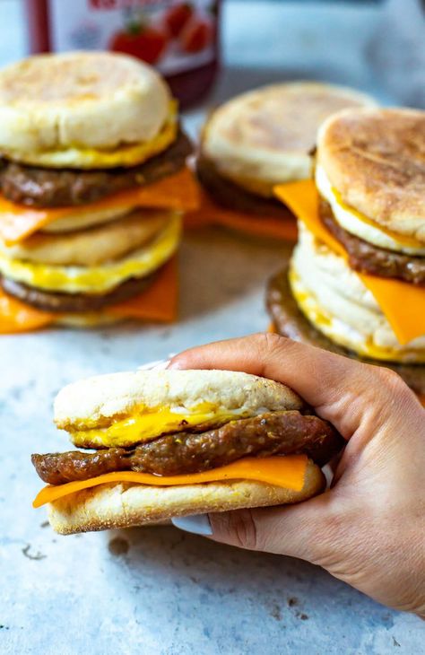 Sausage Egg Cheese Mcmuffins, Mcdonalds Sausage Patty Recipe, Sausage Egg And Cheese Mcmuffin, Egg Mcmuffin Recipe, Sausage And Egg Mcmuffin, Egg And Sausage, Sausage Mcmuffin, Caramel Frappe, Egg Mcmuffin