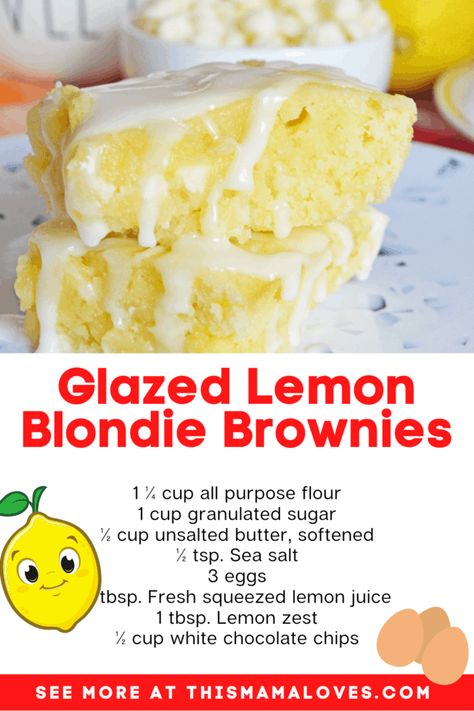 Blondies Brownies, Lemon Blondies, Desserts Oreo, Chocolate Chip Shortbread Cookies, Lemon Brownies, Desserts Ideas, Cookie Brownie Recipe, Apple Recipes Easy, Lemon Buttercream