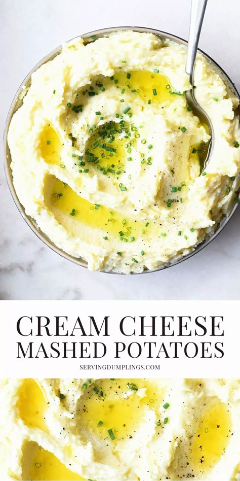 Cream Cheese Instant Pot, Potatoes And Cream Cheese, Cream Cheese Mashed Potatoes Recipe, Mashed Potatoes Recipe Cream Cheese, Cheese Mashed Potatoes Recipe, Mashed Potatoes With Cream Cheese, Potatoes With Cream Cheese, Serving Dumplings, Slow Cooker Mashed Potatoes