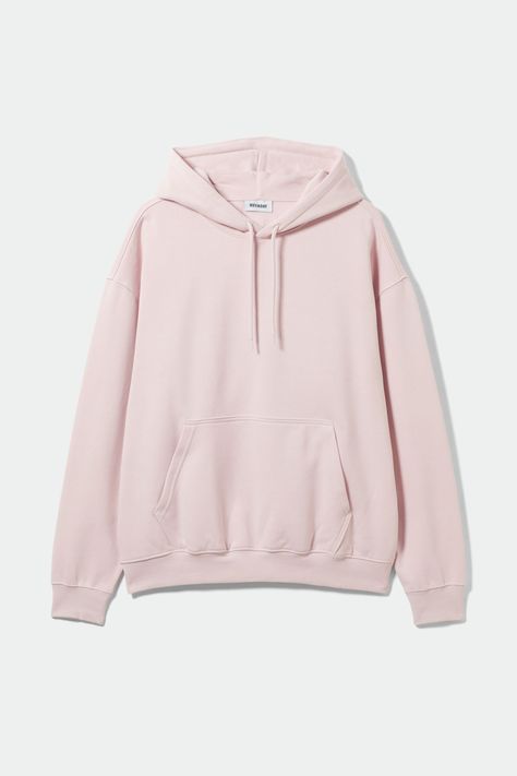 An oversized hoodie you won't want to take off, made from an ultra soft cotton  and recycled polyester fleece jersey. It has a slouchy look with dropped shoulders, a kangaroo pocket and a big roomy hood.Size M measures 140 cm in chest circumference, 74 cm in length and 61 cm in sleeve length. Pink Hoodie Outfit, Pastel Hoodie, Light Pink Hoodie, Hoodie Png, H&m Hoodie, Shop Hoodies, Pull Rose, Hoodie Aesthetic, French Terry Hoodie