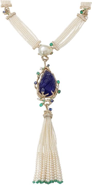 Tassel Pendant Necklace, Arunashi Jewelry, Reversible Jewelry, Tanzanite Necklace, Marissa Collections, Polki Jewellery, Gem Necklace, Tassel Jewelry, Cremation Jewelry