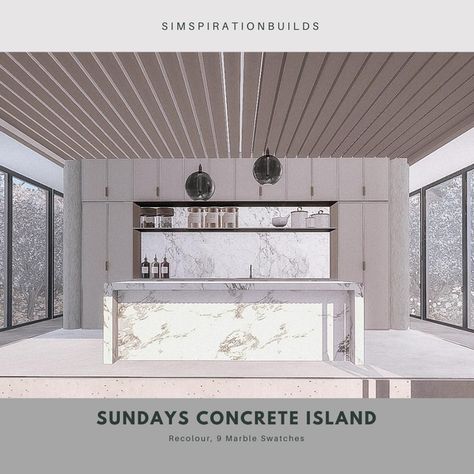 Sims 4 Counters Cc, The Sims 4 Kitchen, Concrete Island, Sims 4 Cheats, Sims 4 Kitchen, Sims 4 Patreon, Sims 4 Family, Mod Furniture, Sims 4 House Building