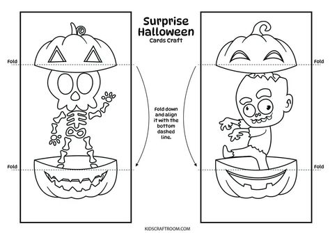 Surprise Halloween Cards For Kids (Free Printable) Halloween Card Printables Free, Halloween Cards For Kids, Halloween Packet, Halloween Pumpkin Crafts, Pumpkin Printable, Halloween Printables Free, Cards For Kids, Lesson Planning, Pumpkin Crafts