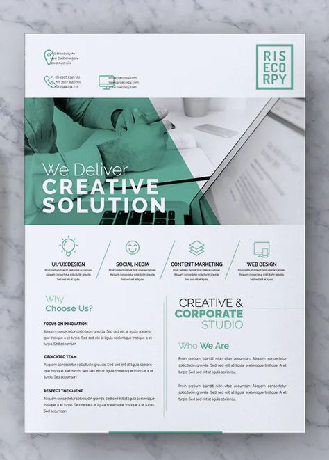 Informational Flyer Design Layout, Corporate Graphic Design Layout, One Pager Design Layout Inspiration, Corporate Brochure Design Creative, Corporate Ad Design, One Page Flyer Design, Informative Flyer Design, Corporate Graphic Design Inspiration, Corporate Layout Design