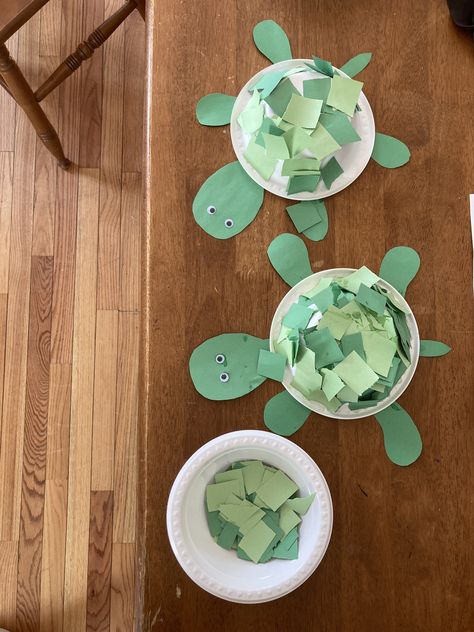 Turtle Shell Craft, Turtle Crafts, Green Construction, Construction Paper Crafts, Paper Bowls, Turtle Shell, Construction Paper, Letter A Crafts, Learning Letters