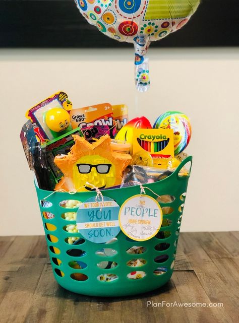 Gift Basket After Surgery Recovery, Get Well Soon Gift Ideas For Men After Surgery Baskets, Care Basket For Kid With Broken Arm, Get Well Soon Gift Ideas For Kids, Diy Get Well Basket After Surgery, Sick Basket, Post Surgery Gift Basket, Get Well Basket For Kids Broken Arm, Kids Surgery