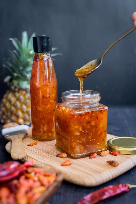 Sweet Chilli-Pineapple Sauce Recipe | The Flavours of Kitchen Sweet And Spicy Chili, Homemade Sweet Chili Sauce, Sweet Chili Sauce Recipe, Pineapple Sauce, Chili Sauce Recipe, Honey Soy, Sweet Chilli, Chilli Sauce, Sweet Chili Sauce