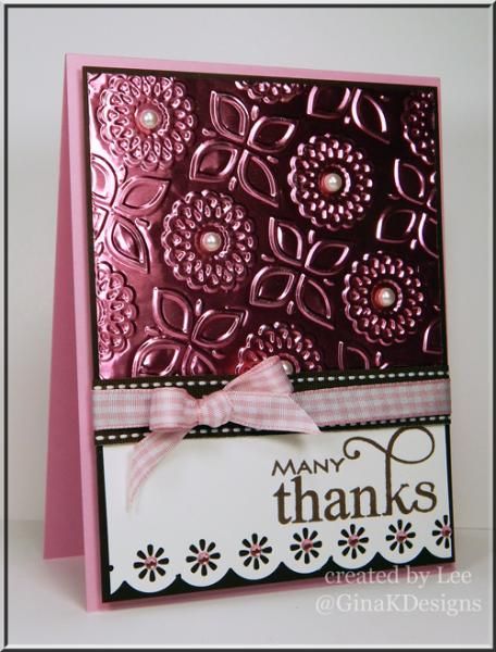 Handmade Thank You Cards, Pink Foil, Cricut Cards, Embossed Cards, Foil Cards, Many Thanks, Pretty Cards, Card Tags, Creative Cards