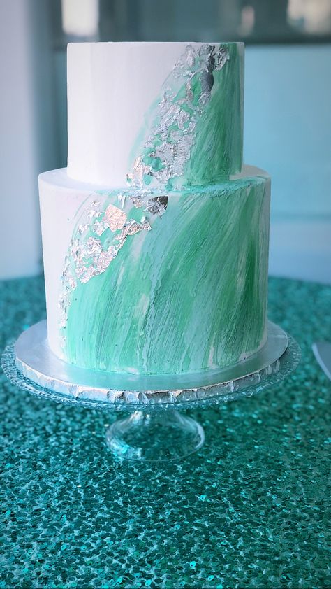 Mint Green Wedding Cake, Mint Green Cakes, Tiered Wedding Cakes, Aqua Cake, Birthday Cake For Women Simple, Turquoise Cake, 40 Cake, Gray Wedding Cake, Confirmation Ideas