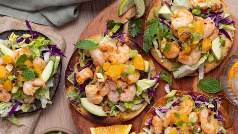 Prawn tostadas with grapefruit salsa are maximum flavour, minimum effort Keto Prawns, Prawn Tostadas, Grapefruit Salsa, Tostadas Recipe, Avocado On Toast, On Toast, Fish And Seafood, Seafood Recipes, Avocado Toast