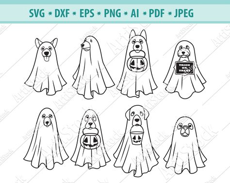 Ghost Silhouette, Puppy Clipart, Ghost Drawing, Sheet Ghost, Ghost Tattoo, Doodle Tattoo, Cat Doodle, Ghost Dog, Dog Svg