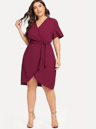 Product name: [good_name] at SHEIN, Category: Plus Size Dresses, Price: [good_price] Plus Size Wedding Dresses With Sleeves, Big Size Dress, Moda Curvy, Shein Dress, Dresses Plus Size, Curvy Dress, Modieuze Outfits, Plus Size Skirts, Curve Dresses