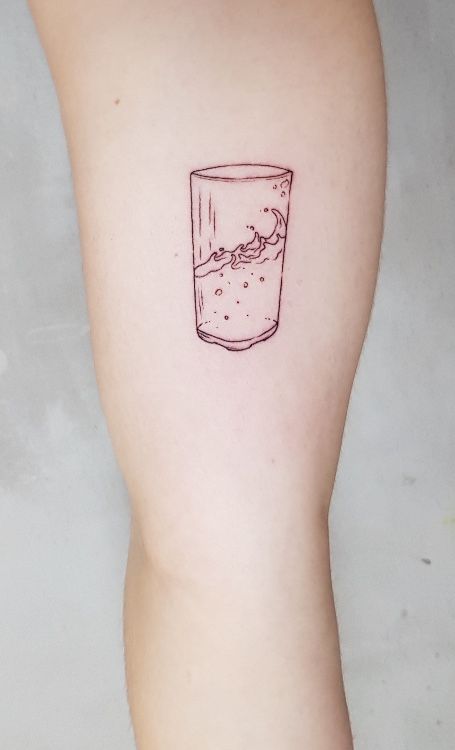 Water Cup Tattoo, Full Cup Tattoo, Glass Of Milk Tattoo, Water Glass Tattoo, Glass Of Water Tattoo, Glass Jar Tattoo, Pitcher Tattoo, Water Bottle Tattoo, Glass Half Full Tattoo