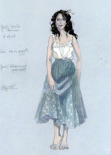 Translations (Maire). Milwaukee Repertory Theatre. Costume design by Ann Healy. Eurydice Costume, Theatre Costume Design, Costume Renderings, Theatre Ideas, Fashion Sketch Template, Costume Sketches, The 39 Steps, 39 Steps, Costume Design Sketch