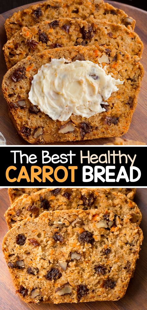 Carrot Walnut Bread Recipe, Baking With Carrots Healthy, Health Bread Recipes Healthy, Easy Carrot Bread Recipe, Healthy Loaf Bread, Oatmeal Carrot Bread, Healthy Loaf Bread Recipes, Banana Carrot Oatmeal Bread, Low Calorie Breakfast Bread Recipes