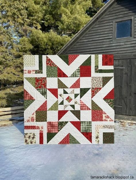 Tamarack Shack: Triple Barnstar Quilt Triple Barnstar Quilt Pattern, Quilt Class Ideas, Log Cabin Christmas Tree Quilt Pattern, Christmas Sampler Quilts, Christmas Quilts Patterns, Easy Christmas Quilt Patterns, Christmas Quilts Ideas Free Pattern, Winter Quilt Patterns, Christmas Quilt Ideas