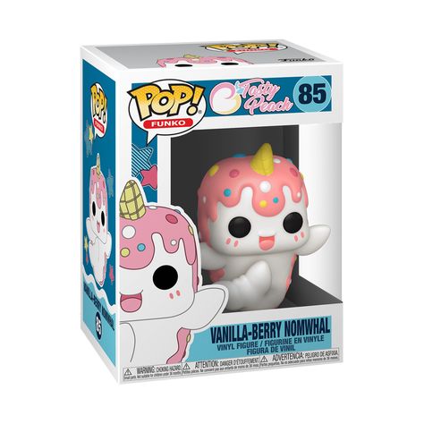 Funko and Tasty Peach Studios have teamed up in this super cute collection! Introducing Vanilla-Berry Nomwhal, a sweet ice cream narwhal! The artist behind the brand, Ryan Zanfei, is Instagram-famous for her Meowchi and these other cute characters. Age 3+ (Warning: Choking Hazard. May contain small parts. Not a toy.) Approximately 3.5" tall Minor product variations may occur and are expected (Funko Disclaimer: We cannot control slight manufacturing variati Tasty Peach Studios, Tasty Peach, Pop Vinyl Figures, Pop Dolls, Tasty Videos, Instagram Famous, Vinyl Toys, Narwhal, Designer Toys